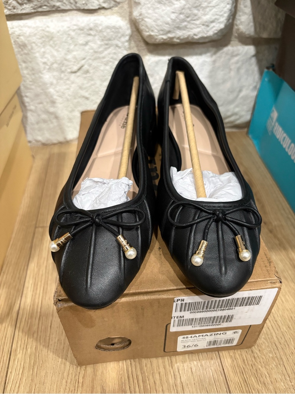 Dune‎ London Cream Amazing Pleated Pearl Bow Flat Shoes